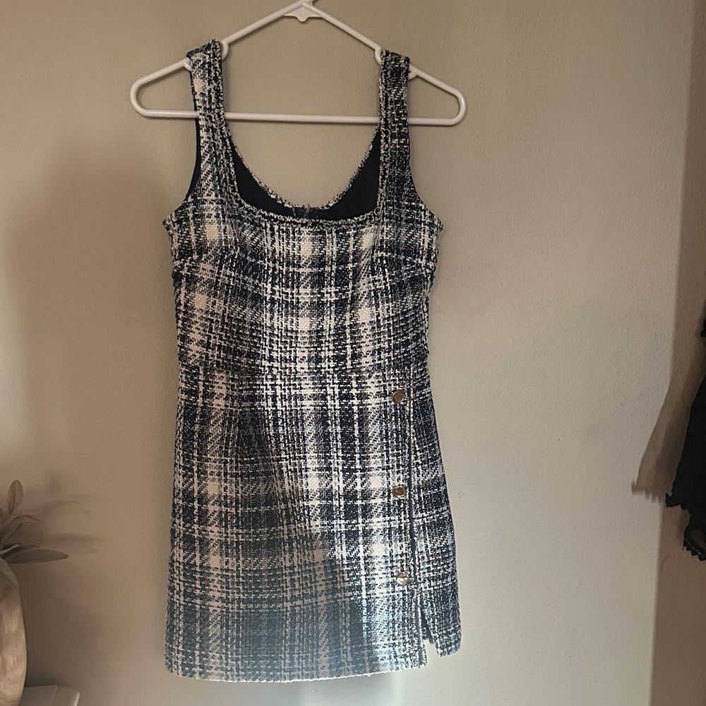 Miami Blue and White Plaid Dress